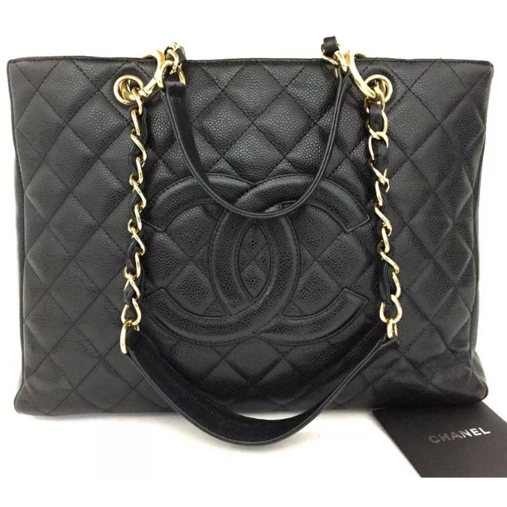 CHANEL Quilted Matelasse Caviar grand shopping tot